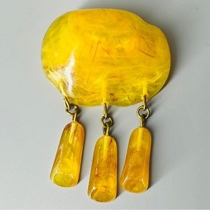 Vintage Baltic Amber Dangling Brooch Butterscotch Egg Yolk